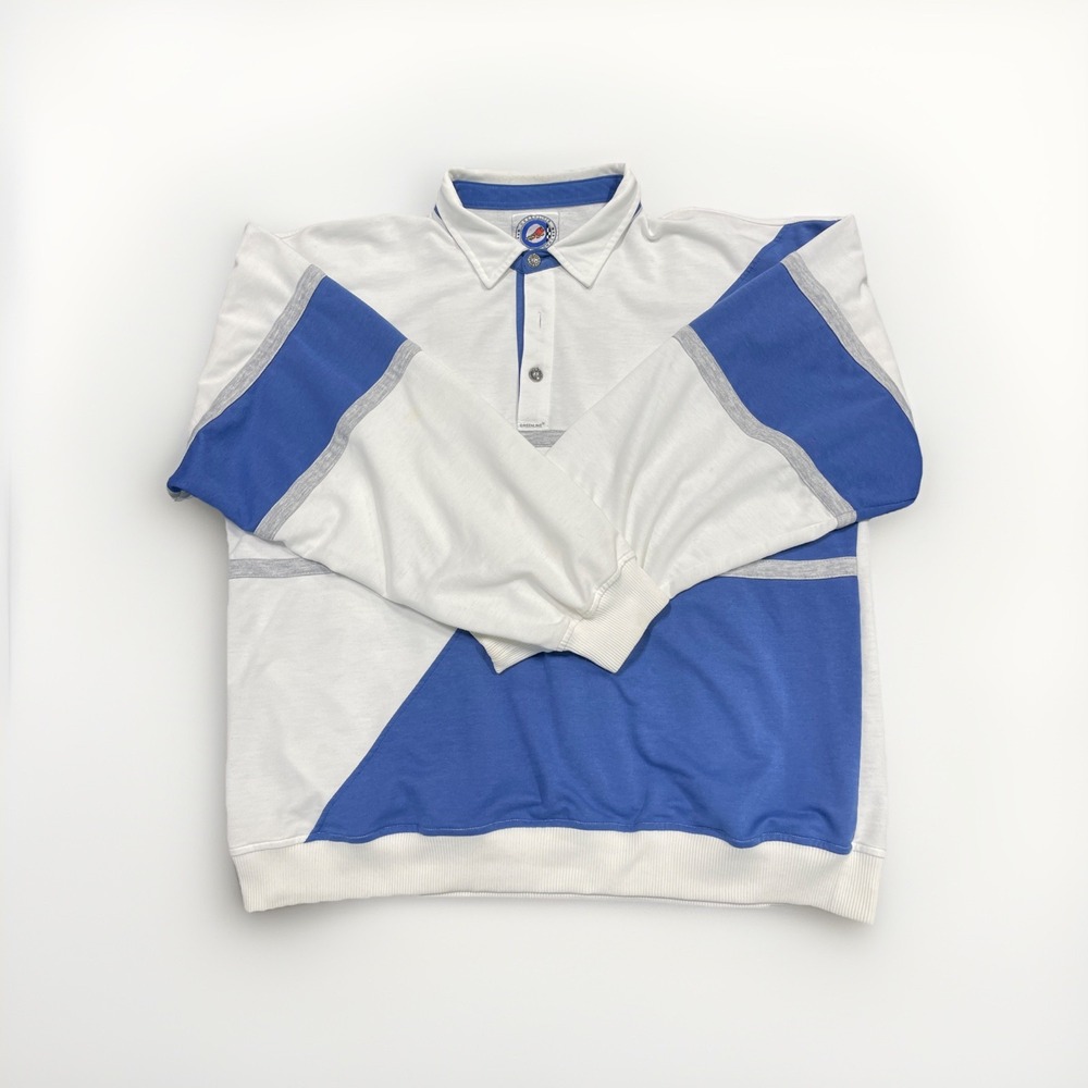 Vintage Greenline International Mens XL Long Sleeve Shirt Color Block Aviation